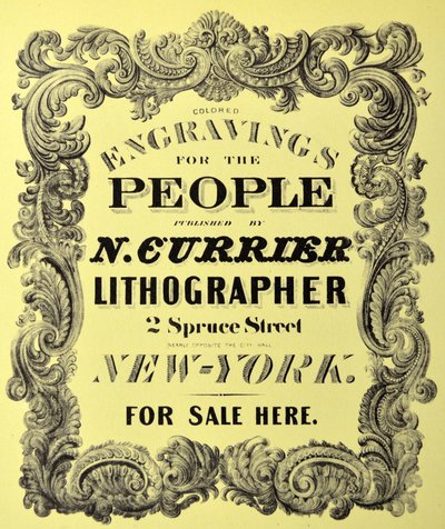 Ex libris per la pagina del titolo: Incisioni colorate per il popolo da N. and Ives, J.M. Currier